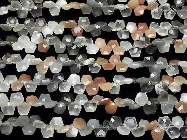【動画】宝石質マルチカラームーンストーンAAA- ペンタゴン ブリオレットカット 半連/1連(約16cm) サムネイル4