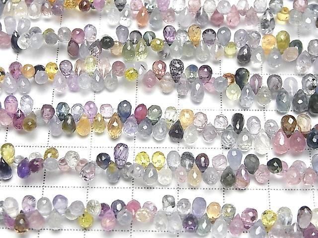 【動画】宝石質マルチカラーサファイアAAA- ドロップ ブリオレットカット 半連/1連(約22cm) サムネイル3