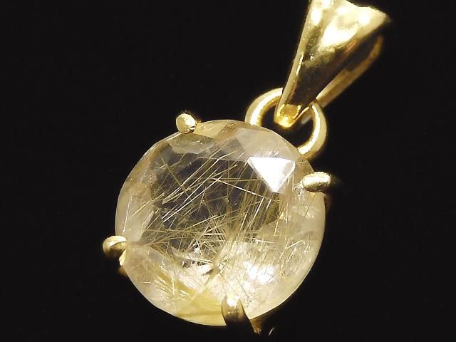 動画】【1点もの】宝石質ルチルクォーツAAA- ペンダントトップ 18KGP製