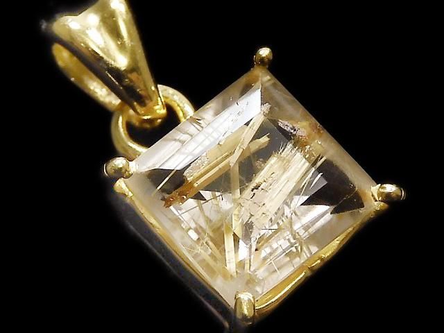 動画】【1点もの】宝石質ルチルクォーツAAA- ペンダントトップ 18KGP製