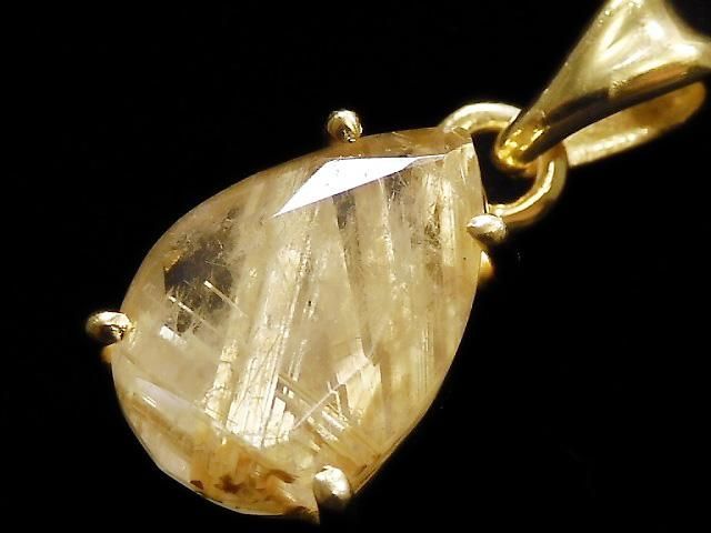 動画】【1点もの】宝石質ルチルクォーツAAA- ペンダントトップ 18KGP製