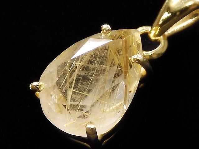 動画】【1点もの】宝石質ルチルクォーツAAA- ペンダントトップ 18KGP製