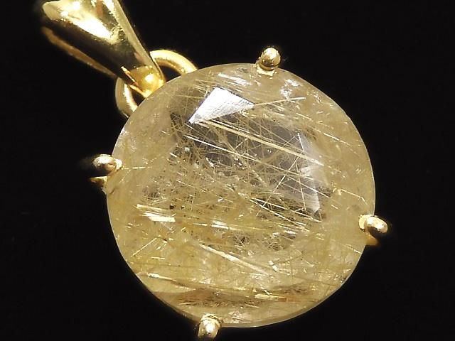 動画】【1点もの】宝石質ルチルクォーツAAA- ペンダントトップ 18KGP製