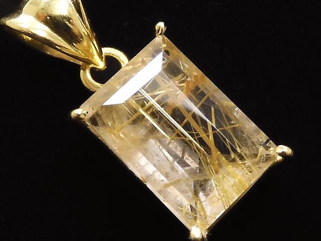 動画】【1点もの】宝石質ルチルクォーツAAA- ペンダントトップ 18KGP製