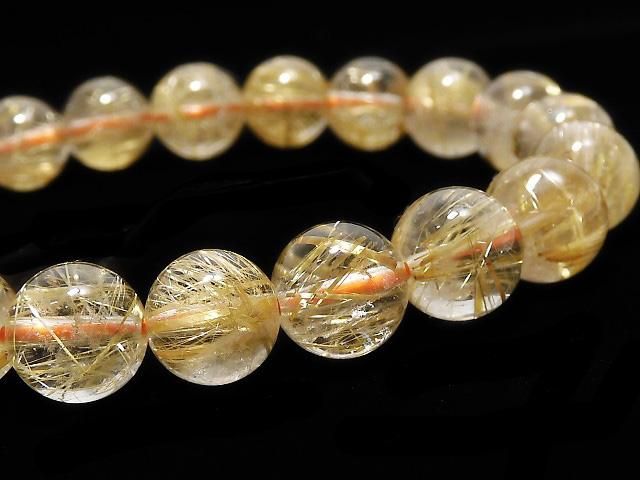 動画】【1点もの】ルチルクォーツAAA ラウンド9mm 1連(ブレス) NO.136