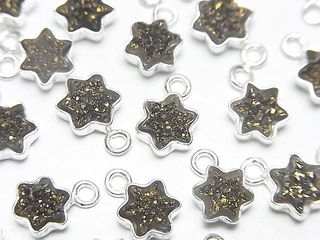 動画】ドゥルージーアゲート スター7×7mm チャーム ブラックイエロー