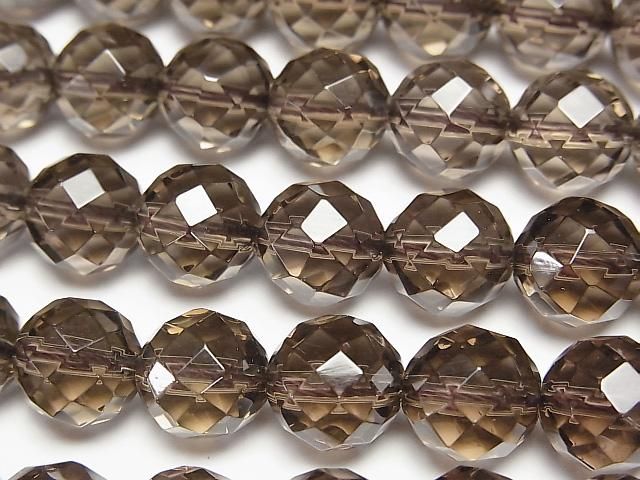 スモーキークォーツAAA 64面ラウンドカット10mm 半連/1連(約37cm)の画像