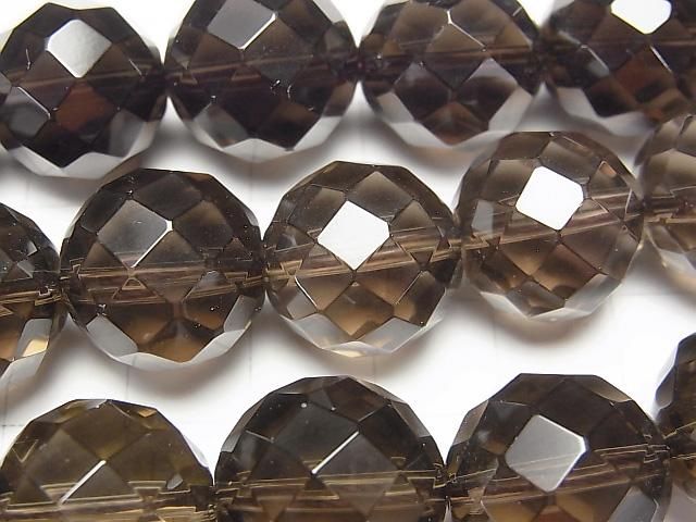 スモーキークォーツAAA 64面ラウンドカット16mm 1/4連~1連(約37cm) サムネイル2