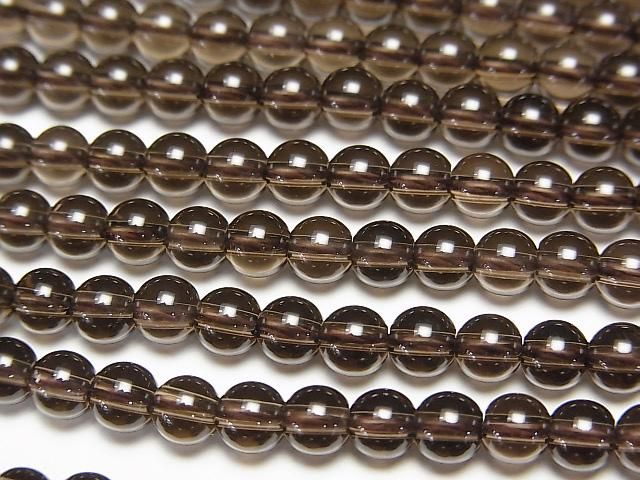 【動画】スモーキークォーツAAA ラウンド4mm 1連(約38cm)の画像