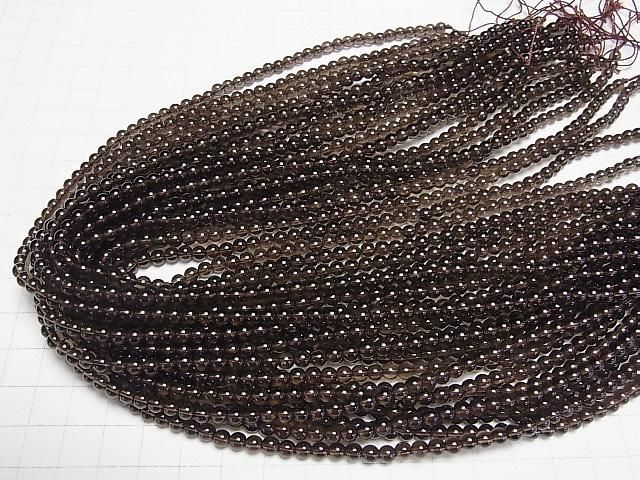 【動画】スモーキークォーツAAA ラウンド4mm 1連(約38cm) サムネイル4