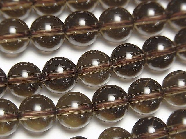 【動画】スモーキークォーツAAA ラウンド8mm 1/4連〜1連(約37cm)の画像