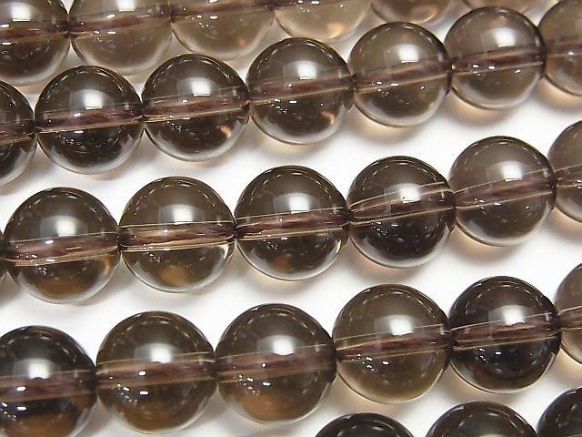 【動画】スモーキークォーツAAA ラウンド10mm 1/4連~1連(約37cm)の画像