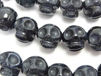 ブルータイガーアイAAA~AAA- スカル(ドクロ)横穴 【10mm】【12mm】【14mm】 半連/1連