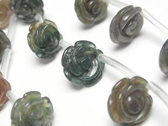 【動画】インディアンアゲート 薔薇(ローズ)15mm 半連/1連(約18粒)