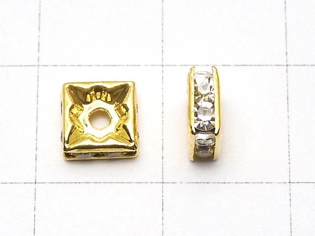 プレシオサ社 スクエアロンデル6×6×2.5mm 【クリア×ゴールド】 10個 サムネイル2