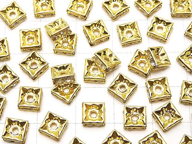プレシオサ社 スクエアロンデル6×6×2.5mm 【クリア×ゴールド】 10個 サムネイル3