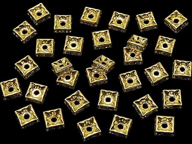 プレシオサ社 スクエアロンデル6×6×2.5mm 【クリア×ゴールド】 10個 サムネイル4