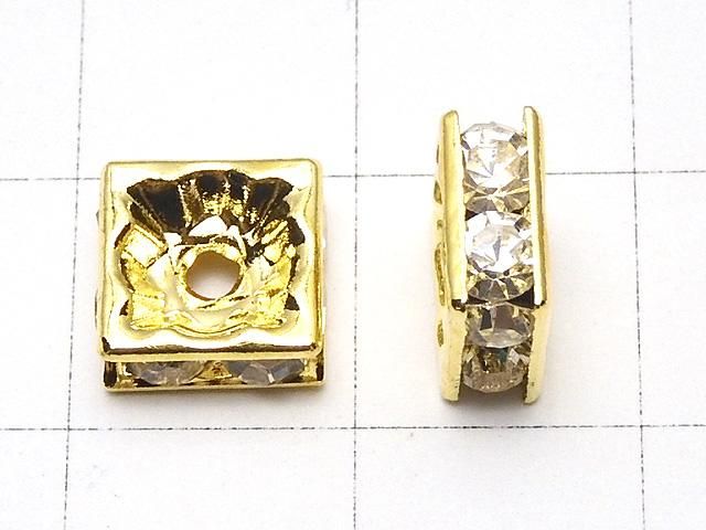 プレシオサ社 スクエアロンデル8×8×3.5mm 【クリア×ゴールド】 10個 サムネイル2