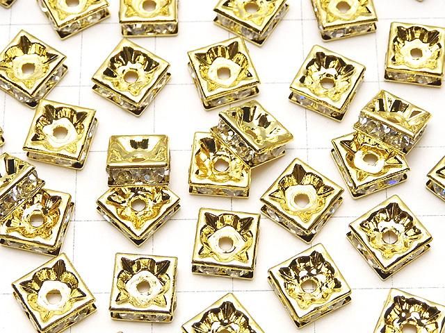 プレシオサ社 スクエアロンデル8×8×3.5mm 【クリア×ゴールド】 10個 サムネイル3