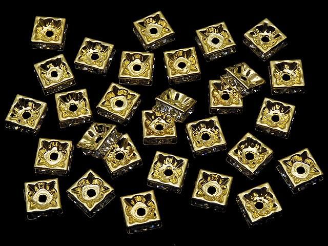 プレシオサ社 スクエアロンデル8×8×3.5mm 【クリア×ゴールド】 10個 サムネイル4
