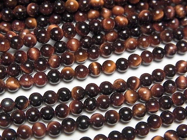 【動画】レッドタイガーアイAAA ラウンド3.5mm 1連(約38cm)の画像