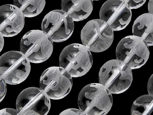 【動画】白虎(四神獣)の彫刻入り!クリスタルAAA ラウンド10mm・12mm・14mm・16mm 1/4連~1連の画像