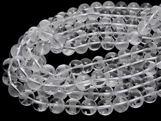 【動画】白虎(四神獣)の彫刻入り!クリスタルAAA ラウンド10mm・12mm・14mm・16mm 1/4連~1連 サムネイル4