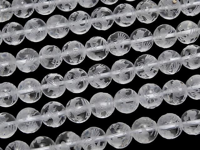 【動画】青龍(四神獣)の彫刻入り!クリスタルAAA ラウンド10mm・12mm・14mm・16mm 1/4連~1連 サムネイル3