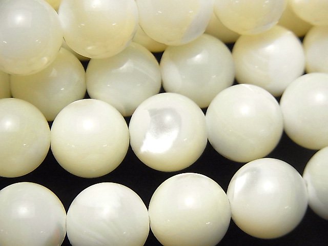【連売り】マザーオブパール (白蝶貝) 12mm 天然石ビーズ 素材  1連