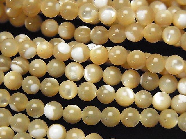 マザーオブパール ベージュ ラウンド4mm ｜天然石ビーズの卸問屋