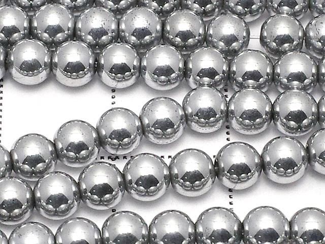 ◆磁気入り◆ヘマタイト ラウンド4mm シルバーコーティング 1連(約38cm) サムネイル2