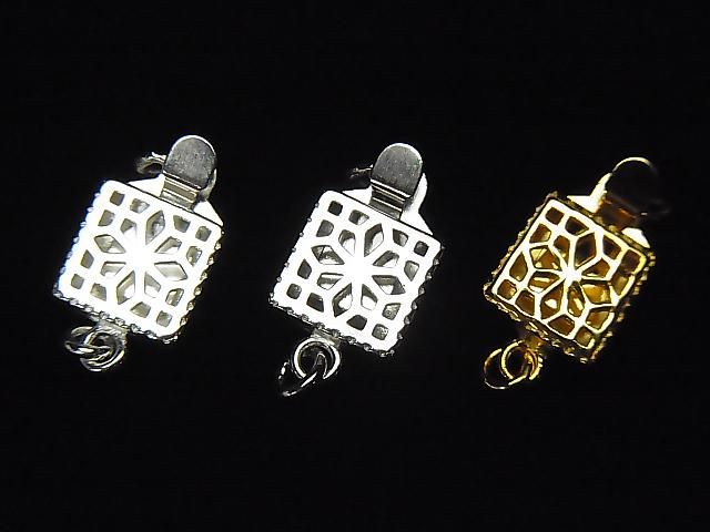 Silver925 透かし入りクラスプ14×8×3mm 【生地】【ロジウム】【18KGP】 1個の画像