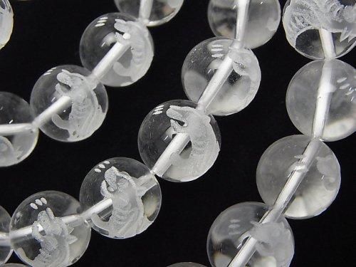 【動画】白虎(四神獣)の彫刻入り!クリスタルAAA ラウンド10mm・12mm・14mm・16mm 半連/1連(ブレス)の画像