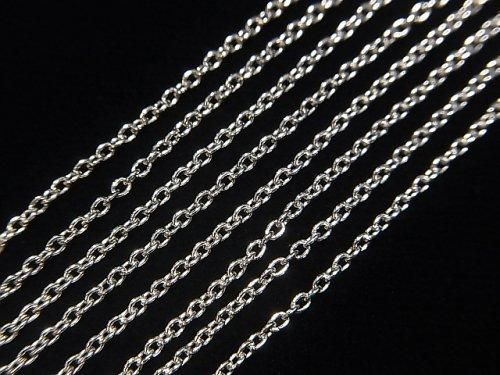 Silver925 小豆(あずき)チェーン 1.3mm ロジウム 【18cm】【38cm】【40cm】【45cm】【50cm】【60cm】【75cm】 1本の画像