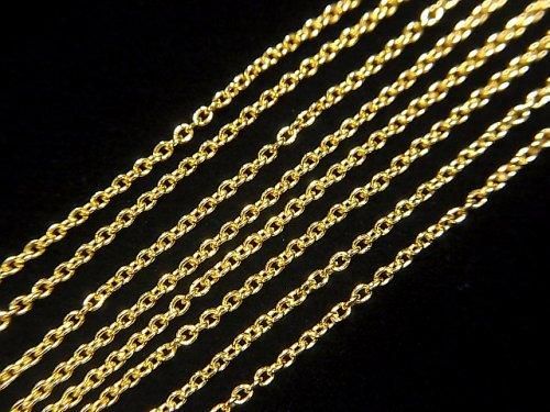 Silver925 小豆(あずき)チェーン 1.1mm 18KGP 【38cm】【40cm】【45cm】【50cm】【60cm】【75cm】 ネックレス 1本の画像