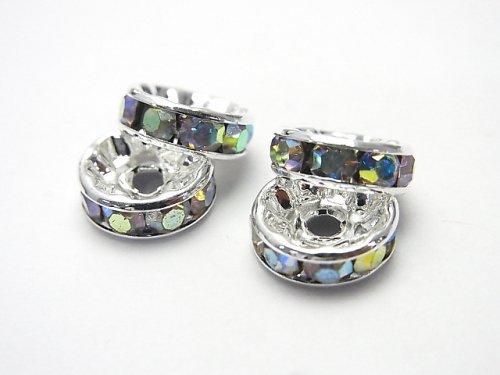 アスフォー社 ロンデル 【クリスタルAB×シルバー】 平形 4~10mm 10個の画像