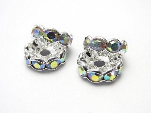 アスフォー社 ロンデル 【クリスタルAB×シルバー】 花形 4~10mm 10個の画像