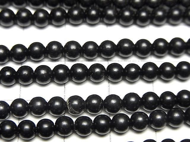 天然ジェット(木の化石) ラウンド4mm 1連(約37cm) サムネイル2