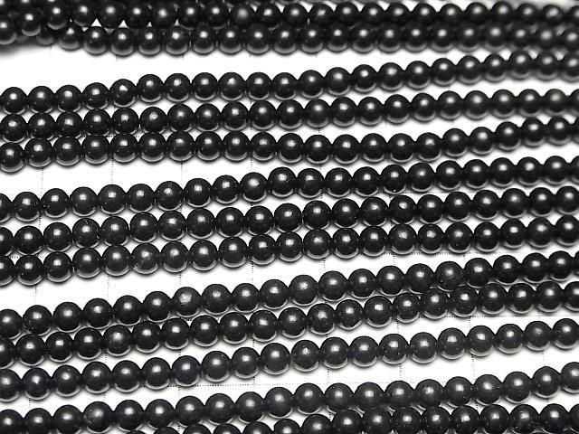 天然ジェット(木の化石) ラウンド4mm 1連(約37cm) サムネイル3