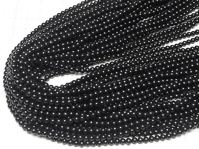 天然ジェット(木の化石) ラウンド4mm 1連(約37cm) サムネイル4