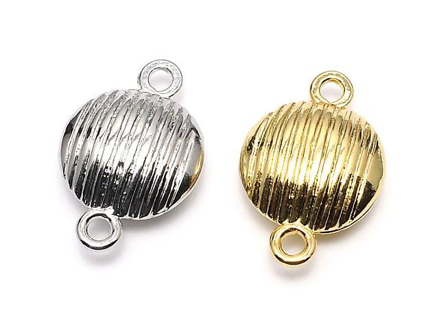 メタルパーツ 丸カン付きマグネット式 クラスプ ライン入コイン22×14×7mm 2ペアの画像