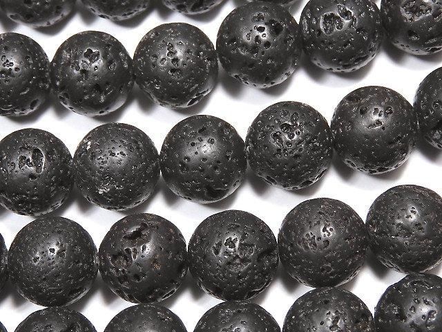 ブラックラバー(溶岩) ラウンド10mm 1連(約34cm)の画像