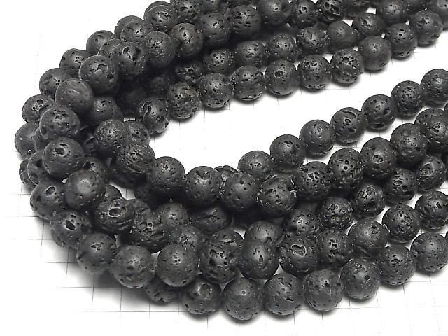 ブラックラバー(溶岩) ラウンド14mm 1連(約36cm) サムネイル4