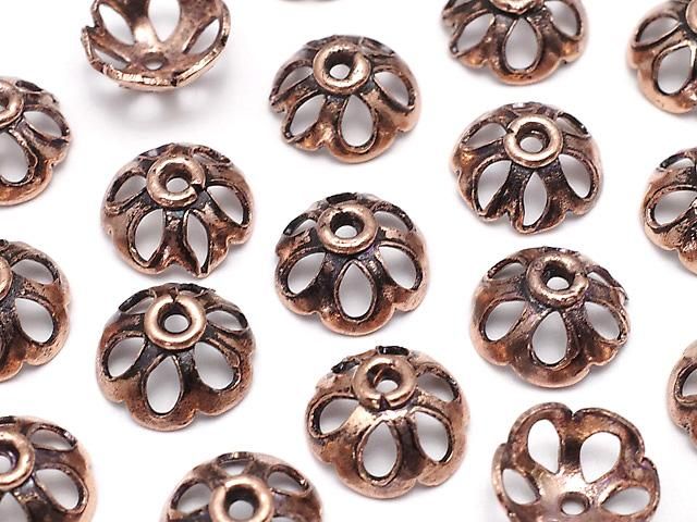 コッパー(銅) ビーズキャップ9×9×4mm いぶし仕上げ 1/4連~1連(約18cm)の画像