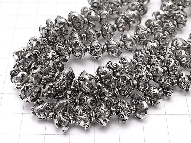 コッパー(銅) ビーズキャップ9×9×4mm シルバー いぶし仕上げ 1/4連~1連(約18cm) サムネイル4