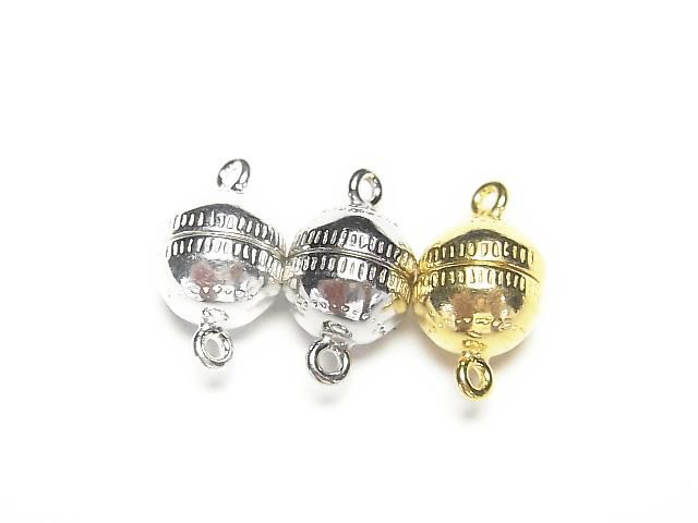 Silver925 マグネット式 クラスプ14×8×8mm ラウンド 1ペア(2ピース)の画像