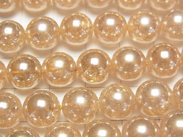 【動画】クラックシャンパンカラークォーツAAA ラウンド10mm 半連/1連(約38cm) サムネイル2