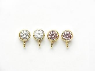 14KGF ピアスポスト(CZ付き)12×7×5mm 1ペア