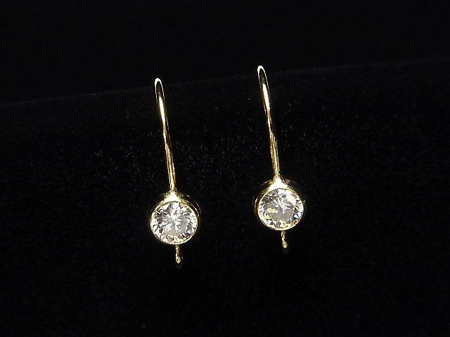 14KGF ピアスフック(CZ付き)18×12mm 【クリア】 1ペアの画像