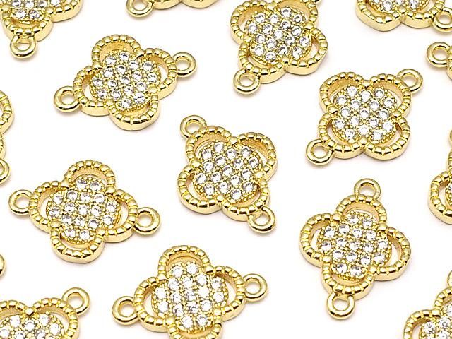 メタルパーツ ジョイントパーツ フラワー(CZ付)【10mm】【12mm】 18KGP 1個の画像